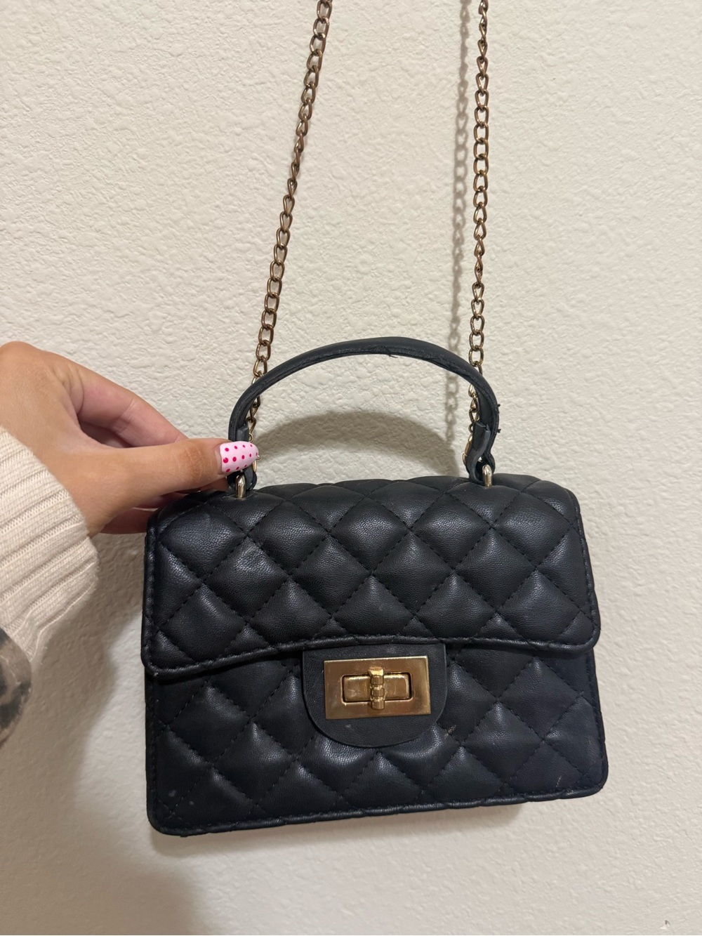 Quilted Black Chain-Handle Shoulder Bag